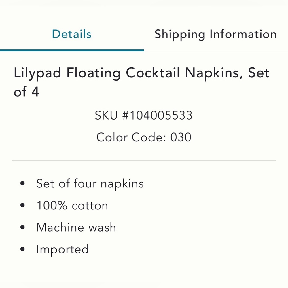 Anthropologie Lilypad floating cocktail napkins set of 4 - Picture 5 of 12